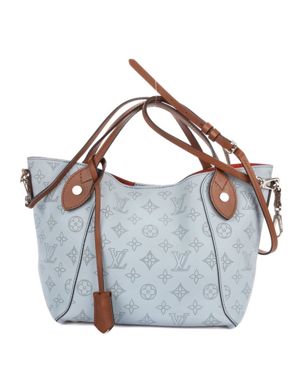 Louis Vuitton Hina Light Blue Brown Mahina Leather Shoulder Bag